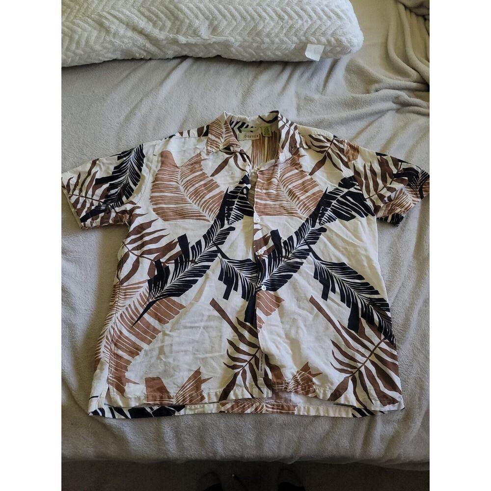Cubavera Mens Shirt Short Sleeve Linen/Rayon Size L